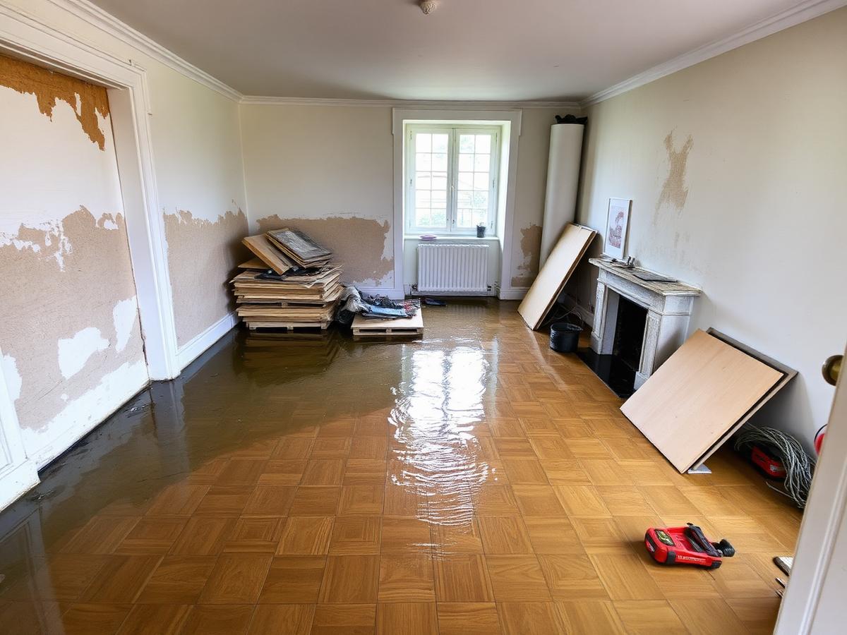 Dépose et évacuation de matériaux gorgés d'eau après un dégât des eaux